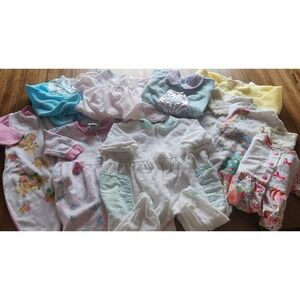 90s Baby Girl Clothing‎ Bundle Sleepers Outfits Pajamas Rompers lot 9piece 12-24